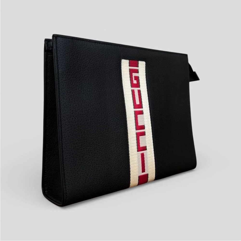 Gucci Black Toiletry Bag with Red and White Stripe - Picture 3 of 16